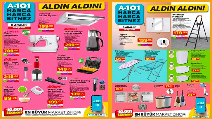 A101 6 Aralık 2021 aktüel ürünler kataloğu Pazartesi fiyat listesi