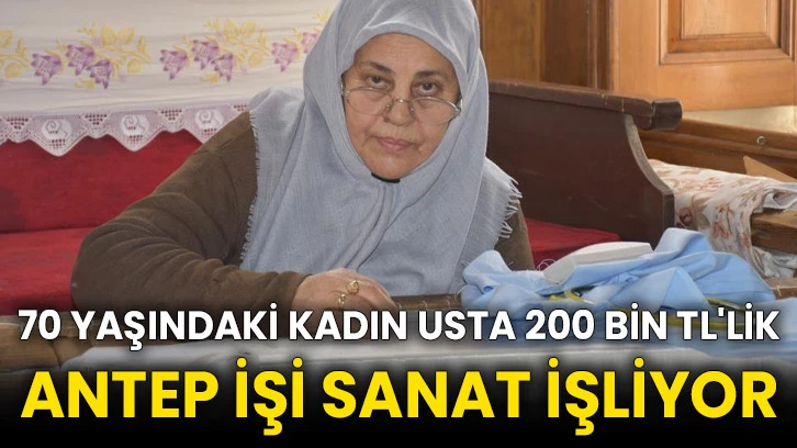 70 yaşındaki kadın usta 200 bin TL'lik Antep işi sanat işliyor