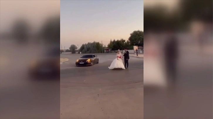Aksaray'da gelin ile damadın etrafında drift yapan sürücüye para cezası