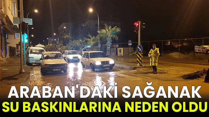 Araban'daki sağanak su baskınlarına neden oldu