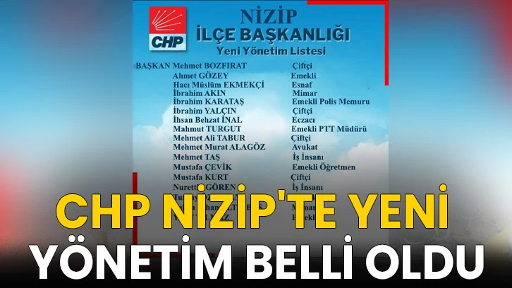 CHP Nizip'te Yeni Yönetim Belli Oldu