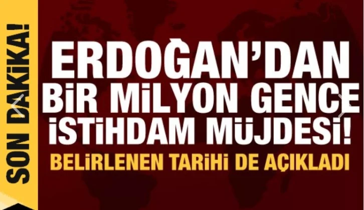 Cumhurbaşkanı Erdoğan açıkladı, 1 milyon gence istihdam sağlanacak