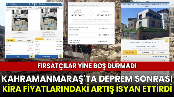 Kahramanmaraş'ta Deprem Sonrası Kira Fiyatlarındaki Artış İsyan Ettirdi 