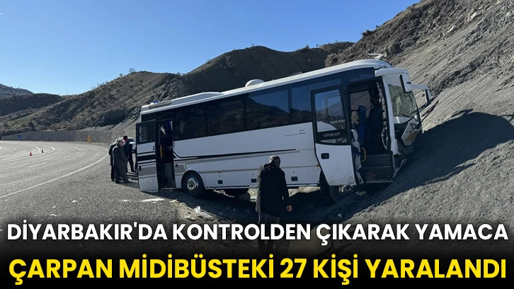 Diyarbakır'da kontrolden çıkarak yamaca çarpan midibüsteki 27 kişi yaralandı