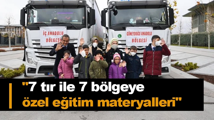 Emine Erdoğan ve Bakan Özer, "7 tır ile 7 bölgeye özel eğitim materyalleri" taşıyan tırları uğurladı
