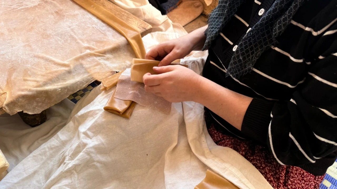 Gaziantep'te kadınların üzüm pekmezli pestil mesaisi başladı