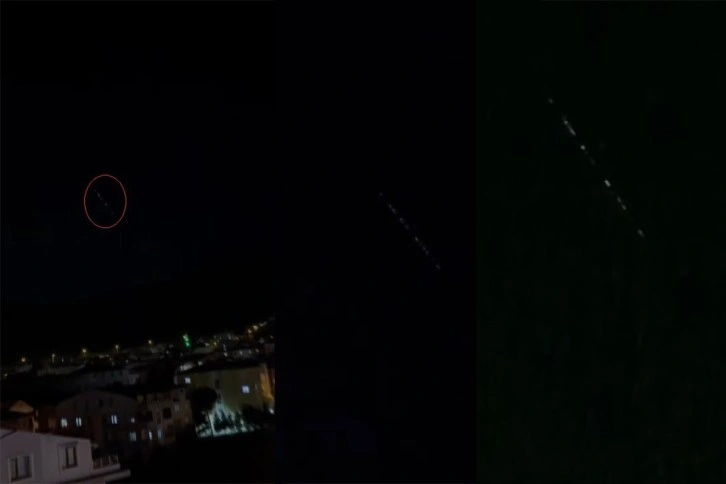 Gökyüzünde beliren sıralı ışık merak uyandırdı