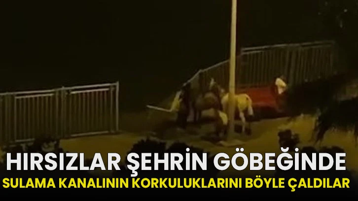 Hırsızlar şehrin göbeğinde sulama kanalının korkuluklarını böyle çaldılar!
