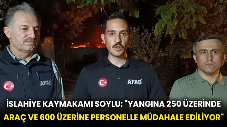 İslahiye Kaymakamı Soylu: "Yangına 250 üzerinde araç ve 600 üzerine personelle müdahale ediliyor"