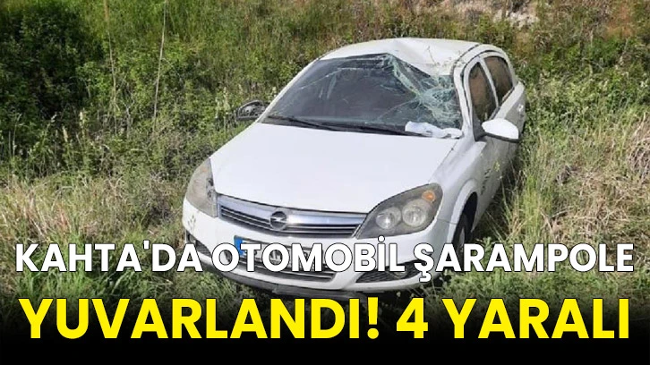 Kahta'da otomobil şarampole yuvarlandı! 4 yaralı