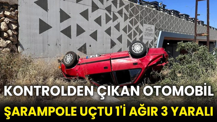 Kontrolden çıkan otomobil şarampole uçtu 1'i ağır 3 yaralı