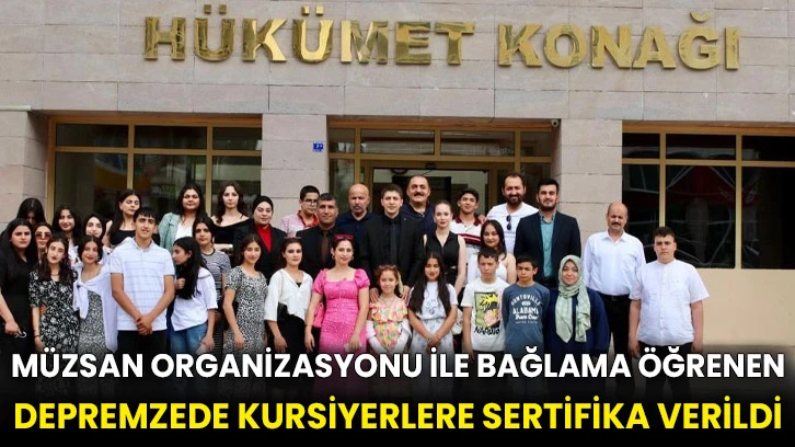 MÜZSAN organizasyonu ile bağlama öğrenen depremzede kursiyerlere sertifika verildi