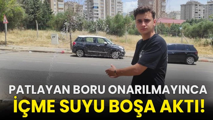 Patlayan boru onarılmayınca içme suyu boşa aktı!