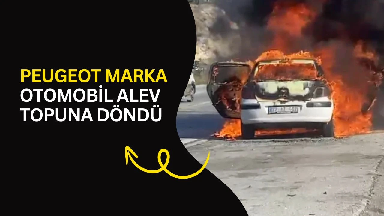 Peugeot marka otomobil alev topuna d&ouml;nd&uuml;