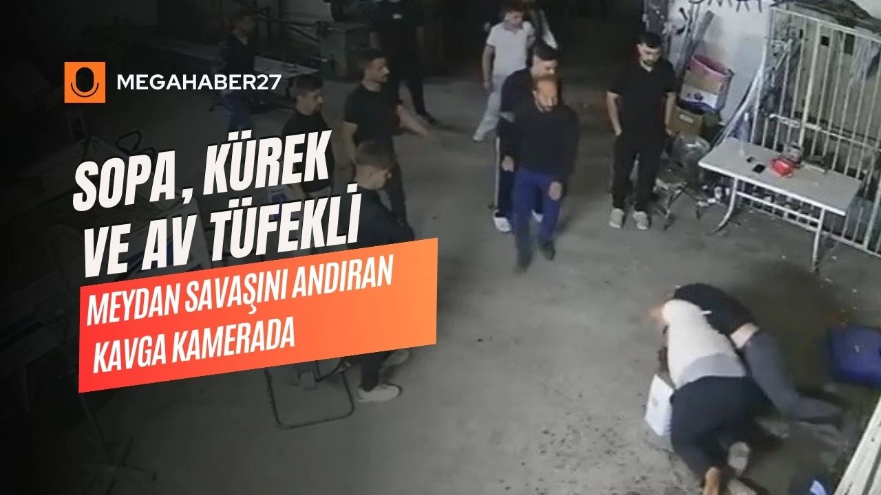 Sopa, kürek ve av tüfekli meydan savaşını andıran kavga kamerada