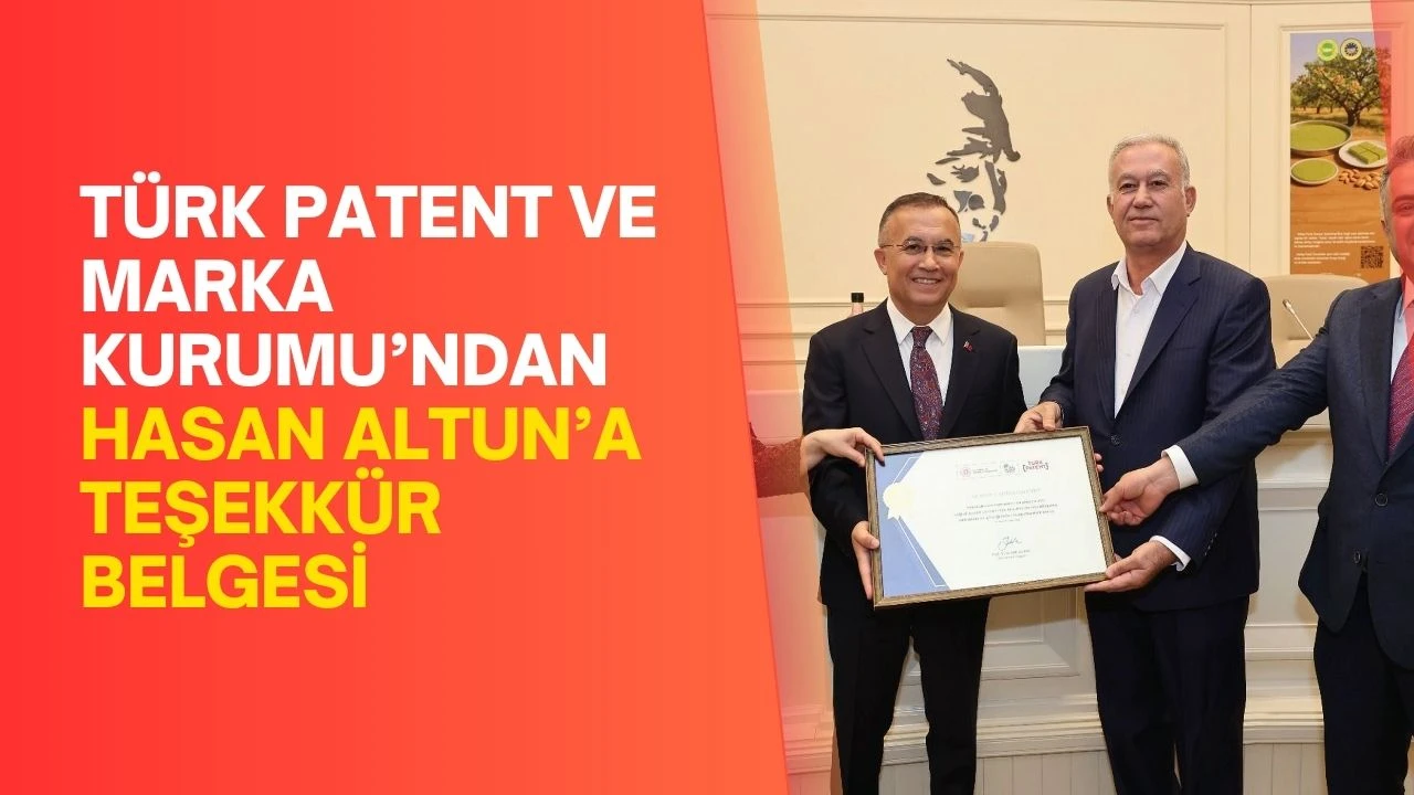 Türk Patent ve Marka Kurumu’ndan Hasan Altun’a teşekkür belgesi