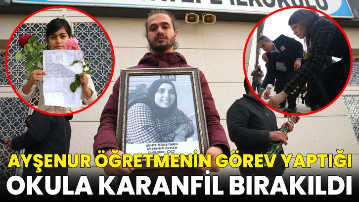 YPG/PKK'lı teröristlerin katlettiği Ayşenur öğretmenin görev yaptığı okula karanfil bırakıldı