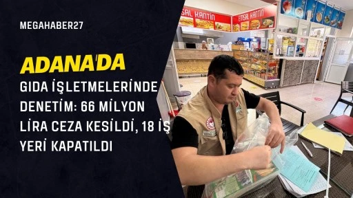 Adana'da gıda işletmelerinde denetim: 66 milyon lira ceza kesildi, 18 iş yeri kapatıldı