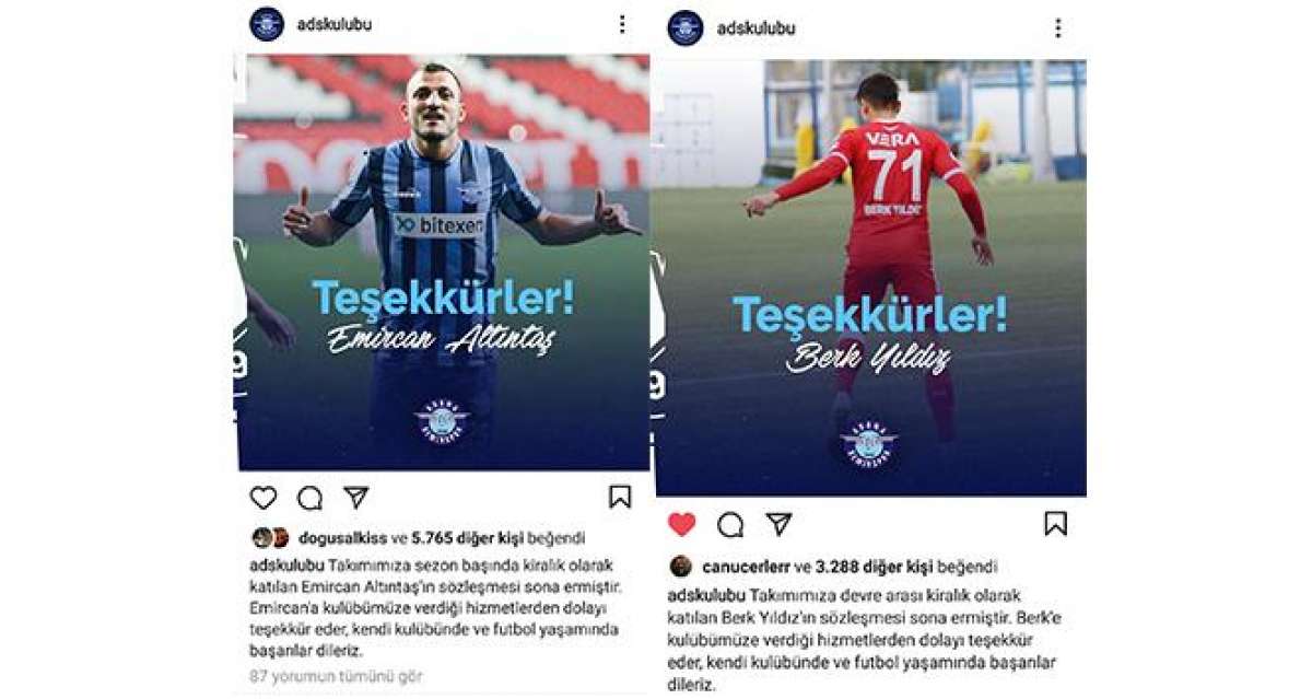 Adana Demirspor'da 2 oyuncu daha takımdan ayrıldı