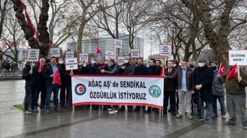 Ağaç ve Peyzaj AŞ'de çalışan Öz Orman-İş Sendikası üyeleri İBB'yi protesto etti