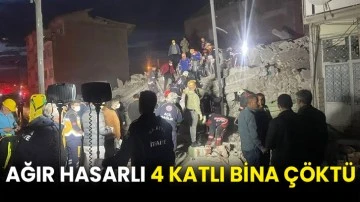 Ağır hasarlı 4 katlı bina çöktü