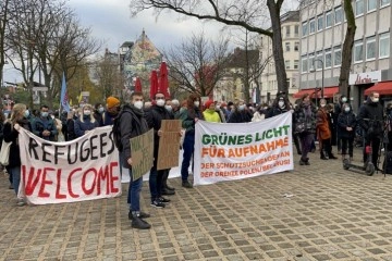 Almanya’da Belarus-Polonya sınırındaki göçmenler için destek gösterisi düzenlendi