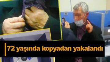 Ankara’da ehliyet sınavına giren Hayrettin A. (72), kopya çekmek için gömleğine gizlenen kamera ve dışarıyla iletişim kurmasını sağlayan kulaklık düzeneğiyle yakalandı.