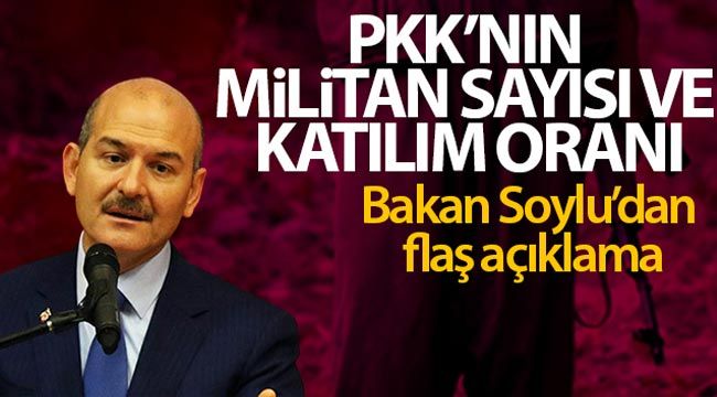 Bakan Soylu'dan PKK'nın militan sayısı ve katılım oranı ile ilgili flaş açıklama