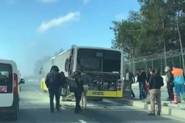 Başakşehir'de İETT otobüsünde korkutan yangın!