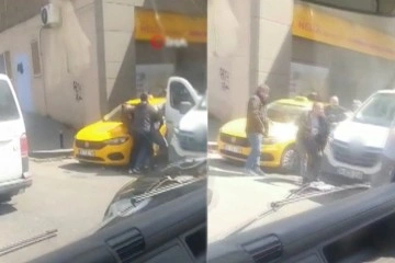 Bayrampaşa’da taksicilerle bir sürücünün kavgası kamerada