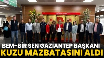 BEM-Bir Sen Gaziantep Başkanı Kuzu mazbatasını aldı