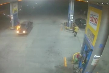 Benzin istasyonunda facianın eşiğinden dönüldü