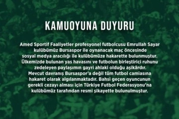 Bursaspor Kul&uuml;b&uuml;, futbolcu Emrullah Sayar&rsquo;ı şikayet etti