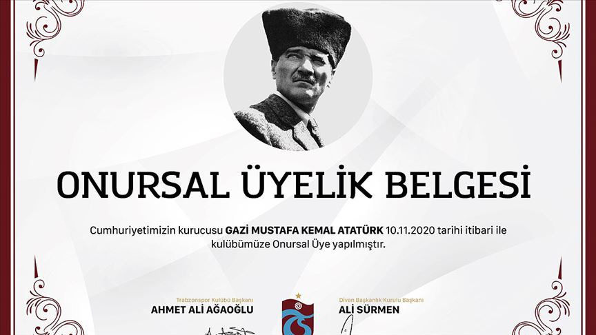 Büyük Önder Atatürk Trabzonspor’a ’onursal üye’ yapıldı