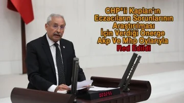 CHP&quot;li Kaplan'ın Eczacıların Sorunlarının Araştırılması İçin Verdiği Önerge Akp Ve Mhp Oylarıyla Red Edildi