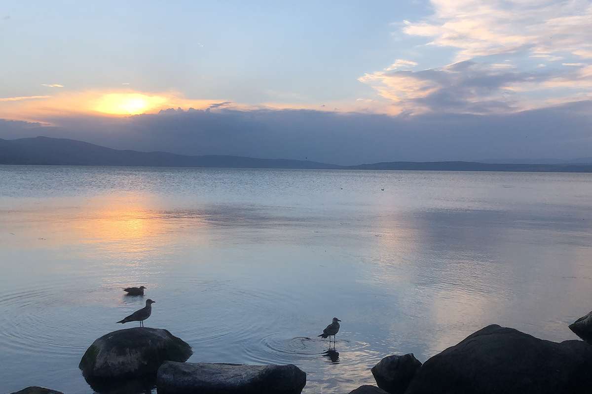 Çıldır Gölü'nde gün batımı bir başka güzel