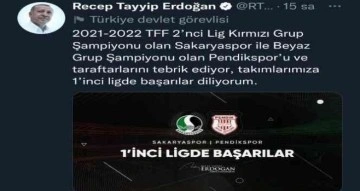 Cumhurbaşkanı Erdoğan Sakaryaspor’u tebrik etti