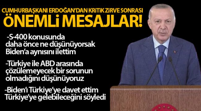 Cumhurbaşkanı Erdoğan: 'Türkiye ile ABD arasında çözülemeyecek bir sorunun olmadığını düşünüyoruz'