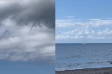 Denizde &ccedil;ıkan hortum karaya ulaşmadan kayboldu