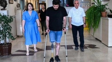 Depremde bacağını kaybetmişti! 5 ay sonra tekrar ayağa kalktı