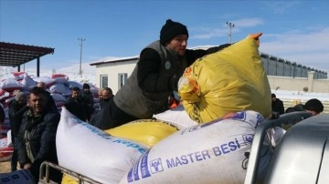 Depremden etkilenen Elbistan'da besicilere ücretsiz yem desteği