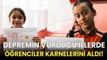 Depremin vurduğu illerde öğrenciler karnelerini aldı!