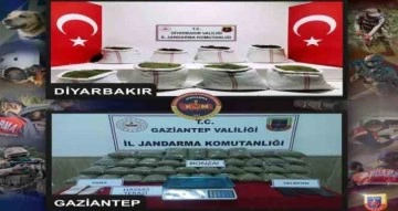 Diyarbakır ve Gaziantep’te toplam 278 kilo uyuşturucu ele geçirildi