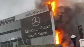Esenyurt’ta otomobil firmasına ait yetkili servis binası alev alev yandı