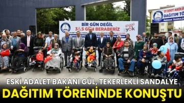 Eski Adalet Bakanı Gül, tekerlekli sandalye dağıtım töreninde konuştu