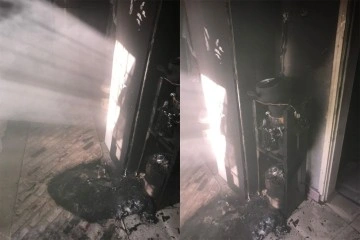 Evde kombi patladı, yangın çıktı