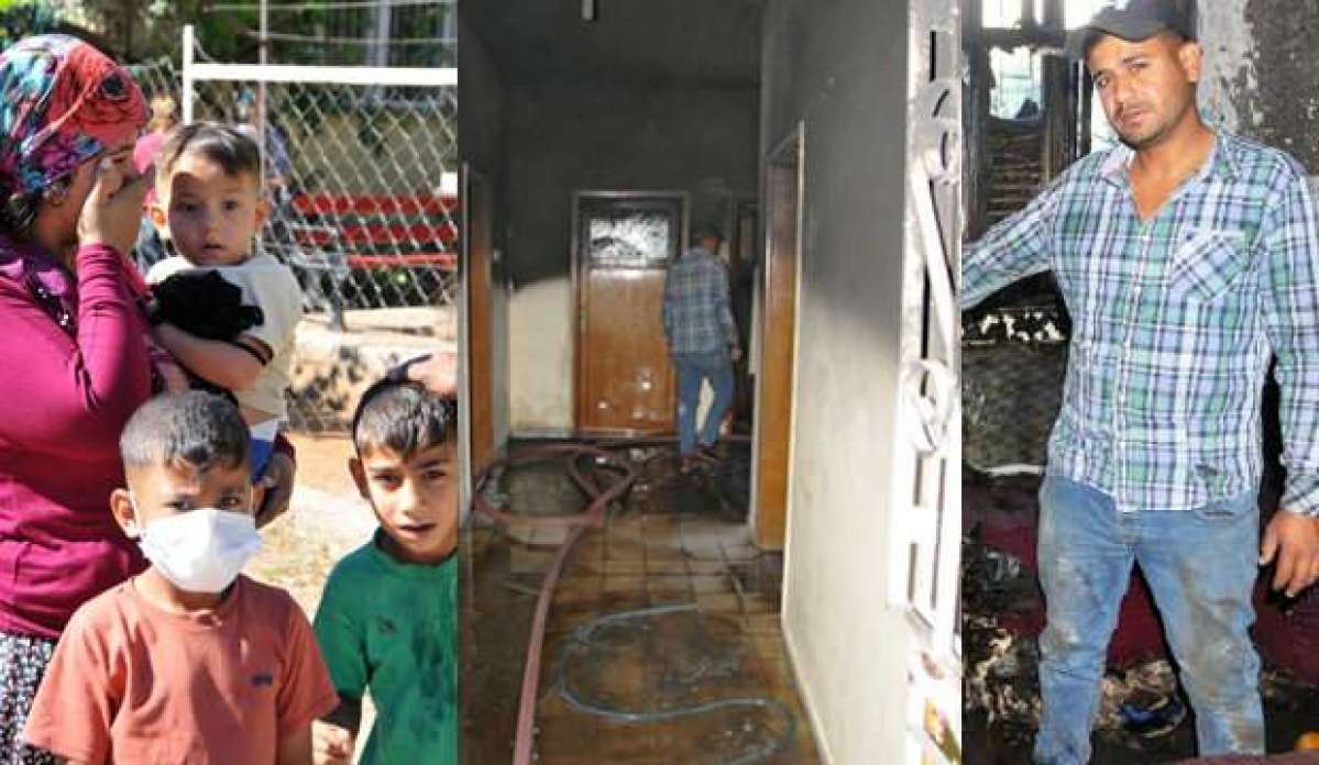 Evi yanan hurdacı, 5 çocuğu ve eşiyle ortada kaldı