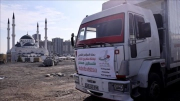 Filistinlilerin topladığı yardımlar İstanbul'dan deprem bölgesine tırlarla gönderildi