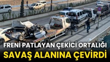 Freni patlayan çekici ortalığı savaş alanına çevirdi