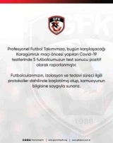Gaziantep FK'da 5 pozitif vaka